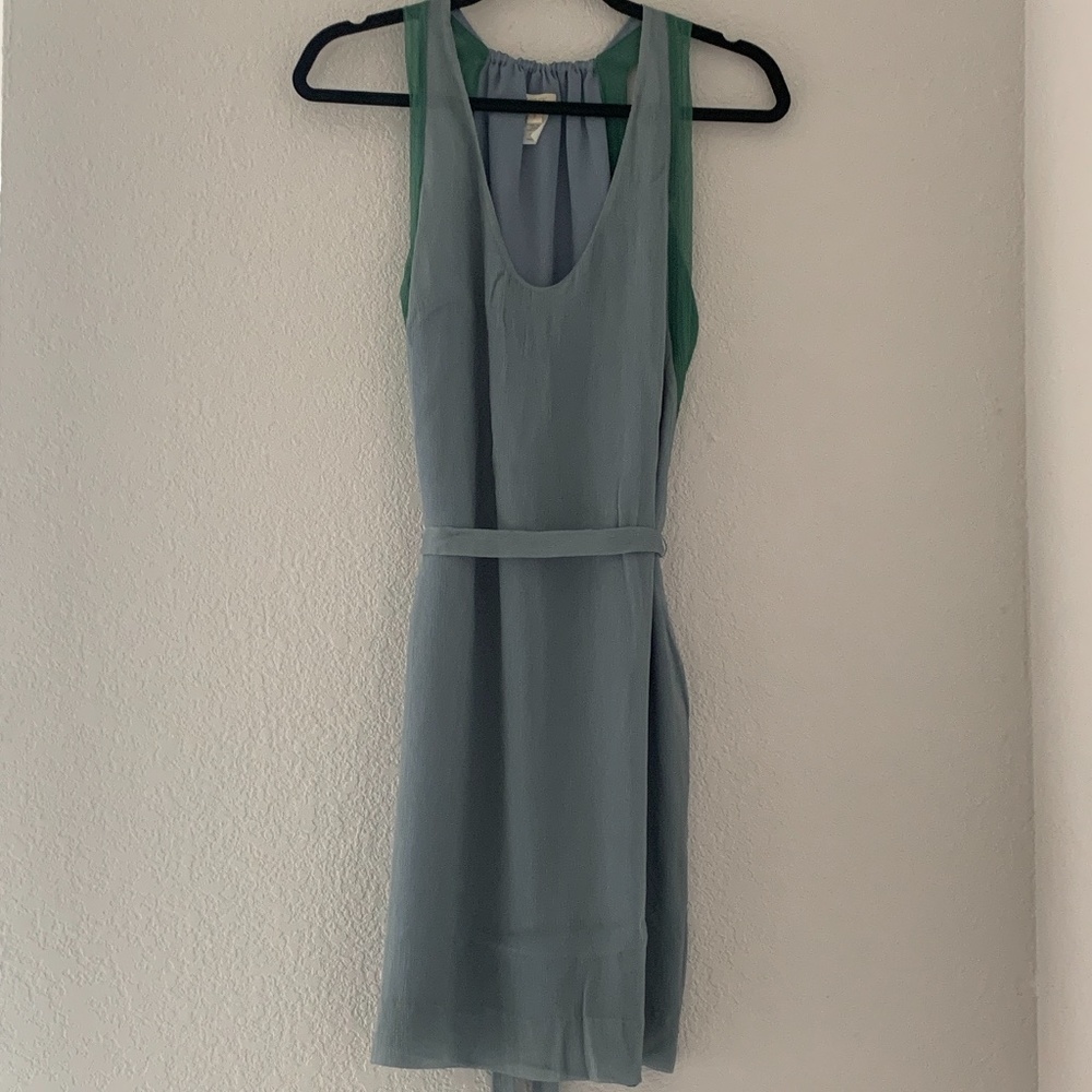 J. Crew Silk Blue & Green Dress